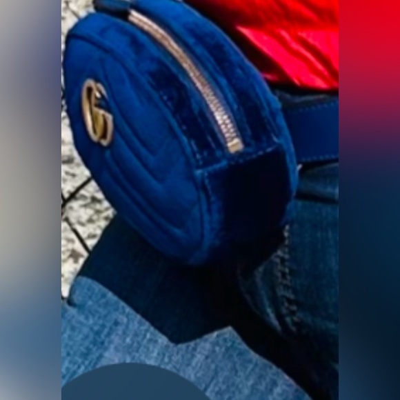 Gucci Royal Blue Velvet Crossbody Bag - Picture 5 of 5